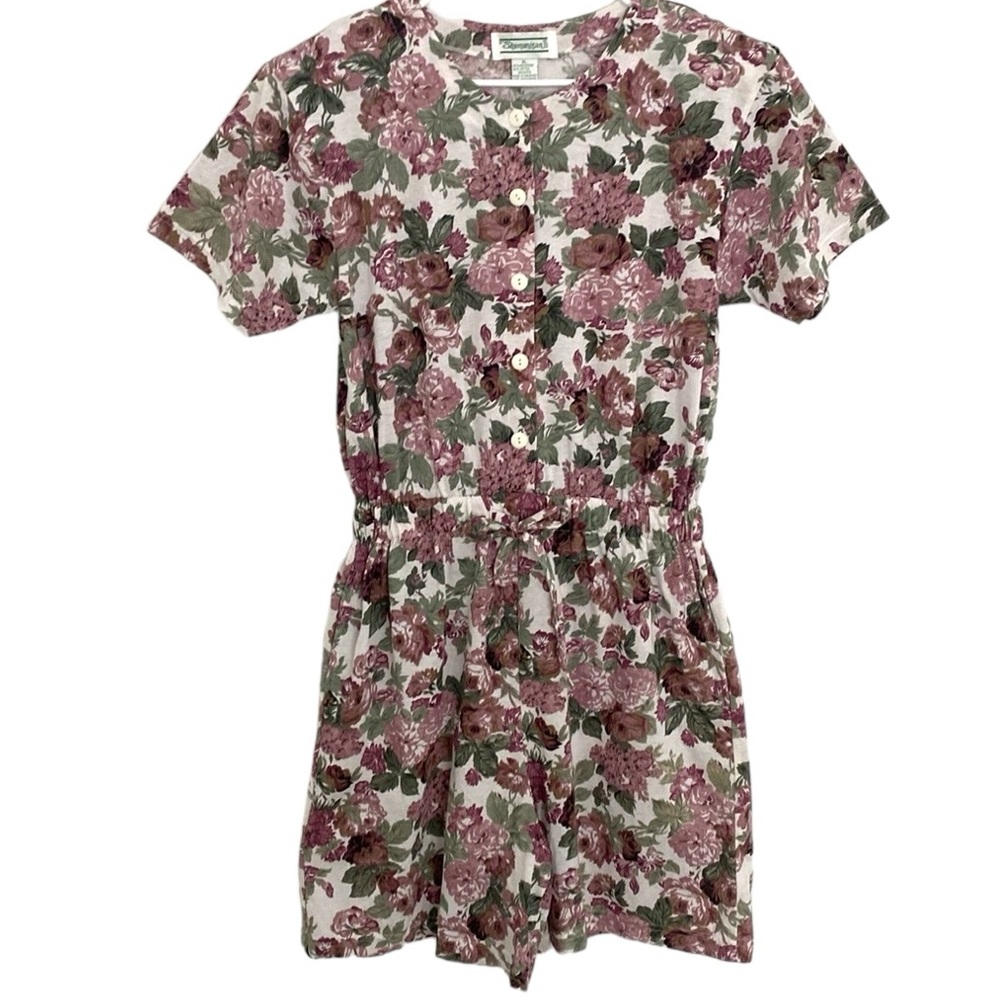 Shenanigans Vintage Floral Button Shortsleeved Romper